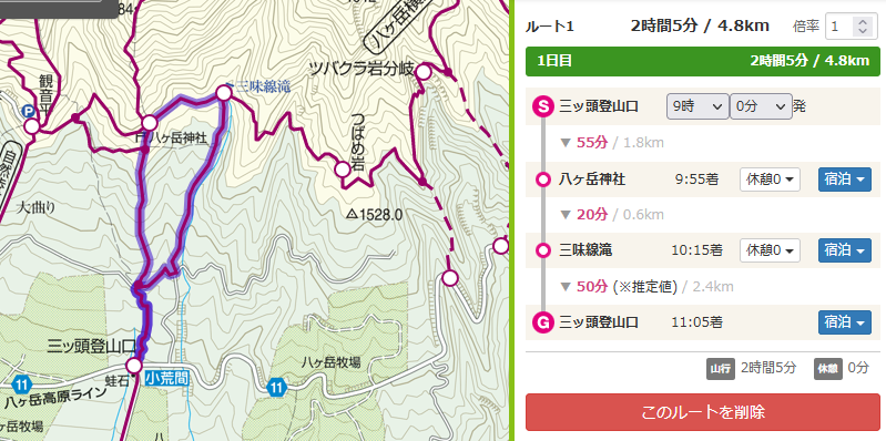 三味線滝ルートマップ