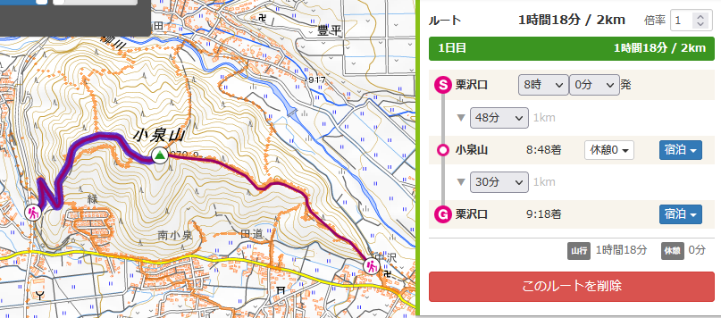 小泉山ルートマップ